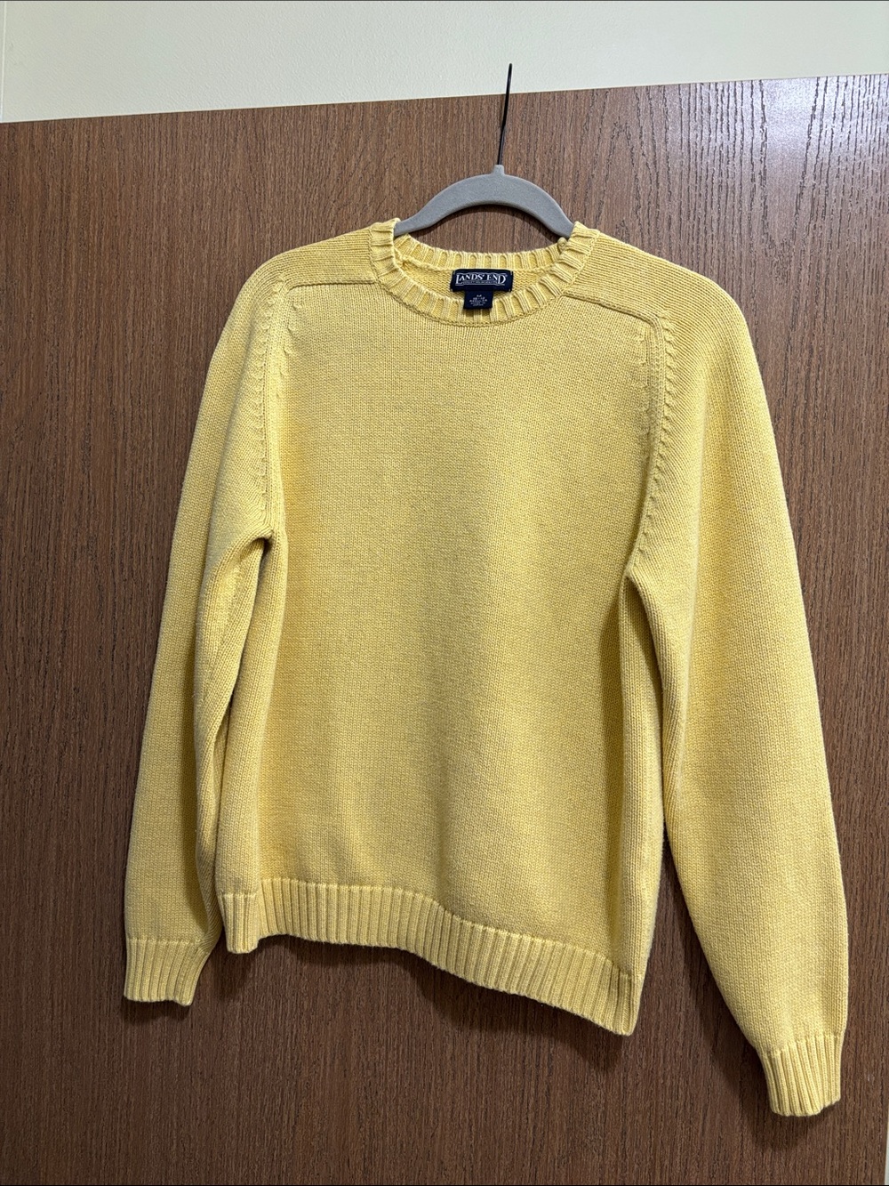 🌻Classic Lands' End Women’s GoldenYellow 100% Cotton Crewneck Sweater size large